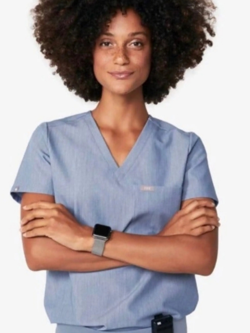 Figs Catarina Heathered Indigo Scrub Top